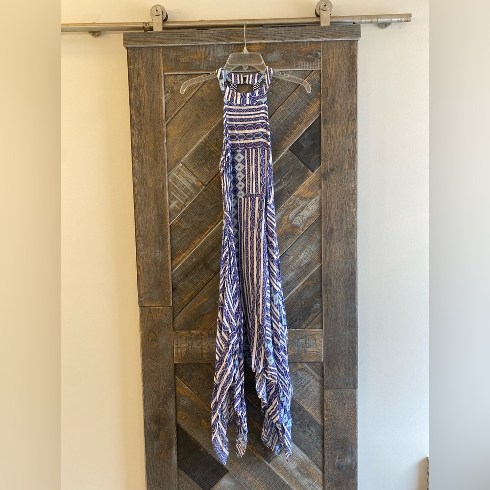 Dina Be Blue and White Striped Maxi Dress
